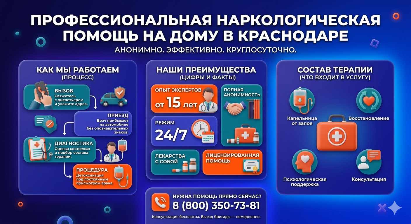 Инфографика о принципах лечения алкоголизма на дому в Херсоне: этапы вызова нарколога, преимущества анонимной детоксикации и состав медицинской помощи.